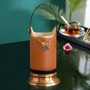 GobekUsa Brown Leather Desktop Storage Basket and Tissue Box