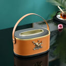 GobekUsa Brown Leather Desktop Storage Basket and Tissue Box