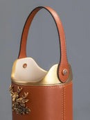 GobekUsa Brown Leather Desktop Storage Basket and Tissue Box