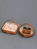 GobekUsa Brown Leather Desktop Storage Basket and Tissue Box