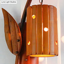 GobekUsa Brown Lodge Style Wall Lamp with Bamboo Shade and Leaf Decor - Perfect for Corridor