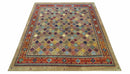 Brown Modern Geometrical Design 8x10 Hand Knotted wool Area Rug