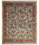 Brown Modern Geometrical Design 8x10 Hand Knotted wool Area Rug