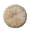 Brown pleated dutch velvet round seat cushion for living room by Decorbites