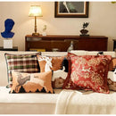 GobekUsa Handmade Reindeer Applique Embroidery Christmas Cushion Cover - Festive Xmas Holiday Decor