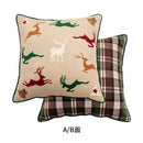 GobekUsa Handmade Reindeer Applique Embroidery Christmas Cushion Cover - Festive Xmas Holiday Decor