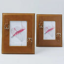 GobekUsa Brown Weave Leather Photo Frame | Minimalist Desk Decoration | Aesthetic Room Decor