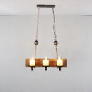 GobekUsa Brown Wood Candelabra Pendant Light for Dining Room - Island Hanging Lamp Kit