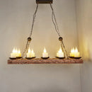 GobekUsa Brown Wood Candelabra Pendant Light for Dining Room - Island Hanging Lamp Kit