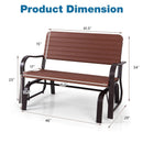 2-Seat Porch Glider with HDPE Back Seat and Steel Frame-Brown by LJGDeals