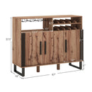 Home Wine Bar Cabinet with 3 Doors and Adjustable Shelves-Brown by LJGDeals