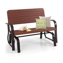2-Seat Porch Glider with HDPE Back Seat and Steel Frame-Brown by LJGDeals