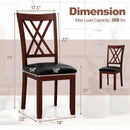 Set of 2 Dining Chair with Backrest and Padded Seat-Brown by LJGDeals