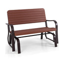 2-Seat Porch Glider with HDPE Back Seat and Steel Frame-Brown by LJGDeals