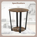 2-tier Round End Table with Storage Shelf & Metal Frame by LJGDeals