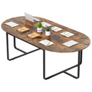 95 Inches Oval Conference Industrial Executive Table with Dual Cable Holes-Rustic Brown by LJGDeals