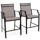Outdoor Counter Stools Set of 2 Heavy-Duty Barstools with Footrest and Armrests by LJGDeals