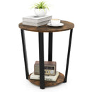 2-tier Round End Table with Storage Shelf & Metal Frame by LJGDeals