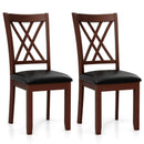 Set of 2 Dining Chair with Backrest and Padded Seat-Brown by LJGDeals