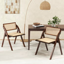 Foldable Dining Chairs Set of 2 with Woven Rattan Backrest by LJGDeals