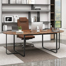 95 Inches Oval Conference Industrial Executive Table with Dual Cable Holes-Rustic Brown by LJGDeals