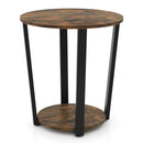 2-tier Round End Table with Storage Shelf & Metal Frame by LJGDeals