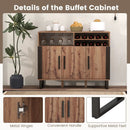 Home Wine Bar Cabinet with 3 Doors and Adjustable Shelves-Brown by LJGDeals