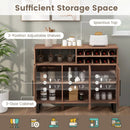 Home Wine Bar Cabinet with 3 Doors and Adjustable Shelves-Brown by LJGDeals