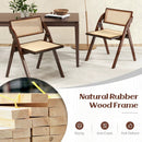 Foldable Dining Chairs Set of 2 with Woven Rattan Backrest by LJGDeals