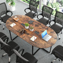 95 Inches Oval Conference Industrial Executive Table with Dual Cable Holes-Rustic Brown by LJGDeals