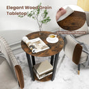 2-tier Round End Table with Storage Shelf & Metal Frame by LJGDeals