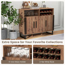 Home Wine Bar Cabinet with 3 Doors and Adjustable Shelves-Brown by LJGDeals