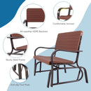 2-Seat Porch Glider with HDPE Back Seat and Steel Frame-Brown by LJGDeals