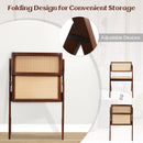 Foldable Dining Chairs Set of 2 with Woven Rattan Backrest by LJGDeals