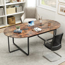 95 Inches Oval Conference Industrial Executive Table with Dual Cable Holes-Rustic Brown by LJGDeals