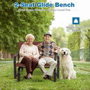 2-Seat Porch Glider with HDPE Back Seat and Steel Frame-Brown by LJGDeals