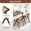 Foldable Dining Chairs Set of 2 with Woven Rattan Backrest by LJGDeals