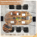 95 Inches Oval Conference Industrial Executive Table with Dual Cable Holes-Rustic Brown by LJGDeals