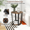 2-tier Round End Table with Storage Shelf & Metal Frame by LJGDeals