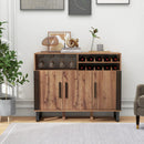 Home Wine Bar Cabinet with 3 Doors and Adjustable Shelves-Brown by LJGDeals