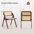 Foldable Dining Chairs Set of 2 with Woven Rattan Backrest by LJGDeals