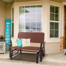 2-Seat Porch Glider with HDPE Back Seat and Steel Frame-Brown by LJGDeals