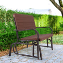 2-Seat Porch Glider with HDPE Back Seat and Steel Frame-Brown by LJGDeals