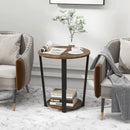 2-tier Round End Table with Storage Shelf & Metal Frame by LJGDeals
