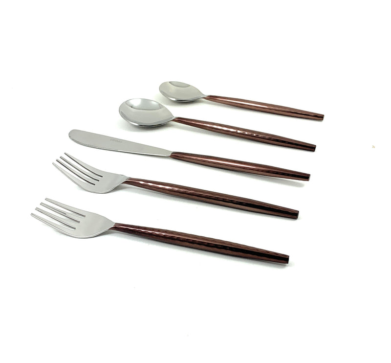 Hammered Stainless Steel Flatware 20-PC Set-Brown, photo 2 of 5