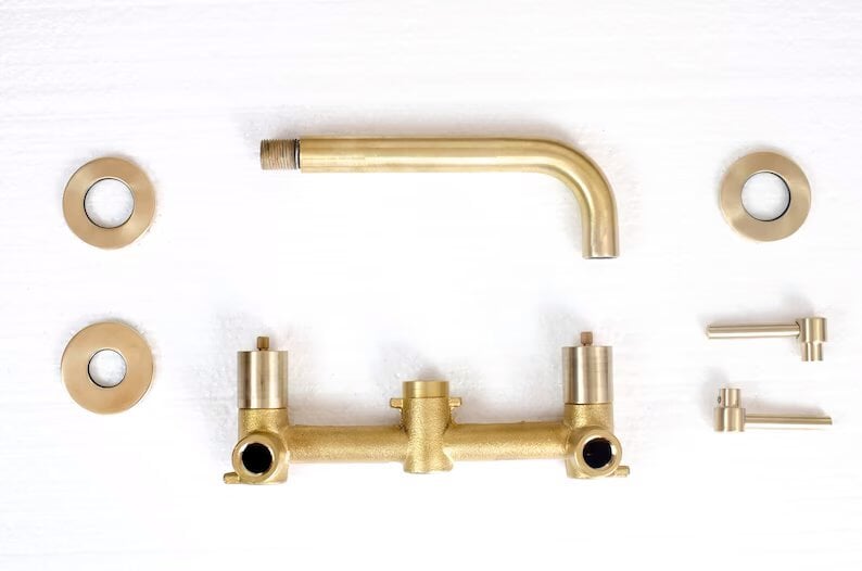 Brushed Brass Bathroom Faucet - Wall Mount Bathroom Faucet