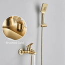 GobekUsa Brushed Gold Shower Faucet Mixer Set with Wall Mount Black Control Valve