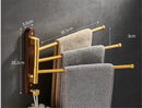 GobekUsa Brushed Gold Wood Swivel Towel Hanger Wall Mounted Folding Bathroom Towel Bar