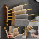 GobekUsa Brushed Gold Wood Swivel Towel Hanger Wall Mounted Folding Bathroom Towel Bar