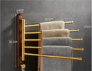 GobekUsa Brushed Gold Wood Swivel Towel Hanger Wall Mounted Folding Bathroom Towel Bar